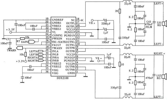 DDX-2100型数字功放电路图